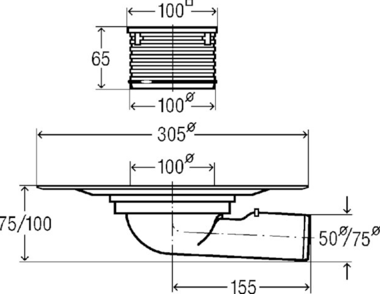 Viega Balkon-/Terrassenablauf Advantix DN 50 Ablauf waagerecht, Klasse K 4943.2 | 557072
