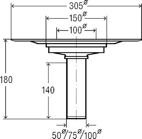 Viega Balkon-/Terrassenablauf Viega Advantix DN 50 Ablauf senkrecht, Klasse K 4944.2 | VIEGA4944250