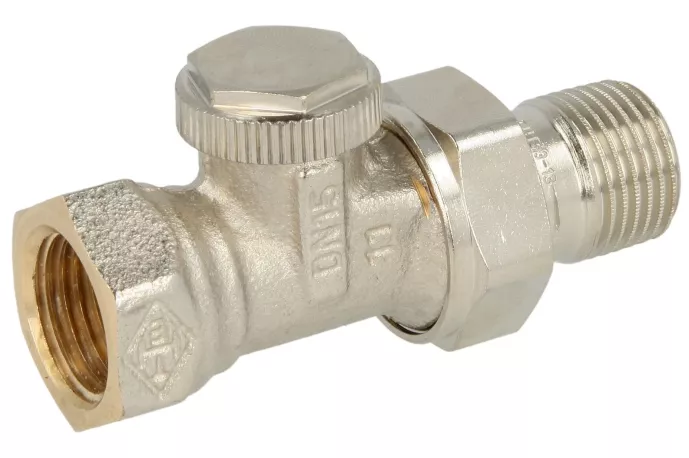 Heimeier Rücklaufverschraubung Regutec 1/2" Durchgang Rotguss vernickelt