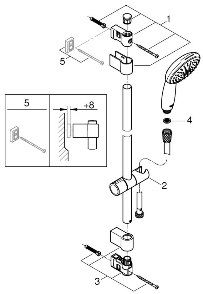 GROHE Brausestangenset Tempesta 110 275983 600mm 2 Strahlarten chrom | 27598003