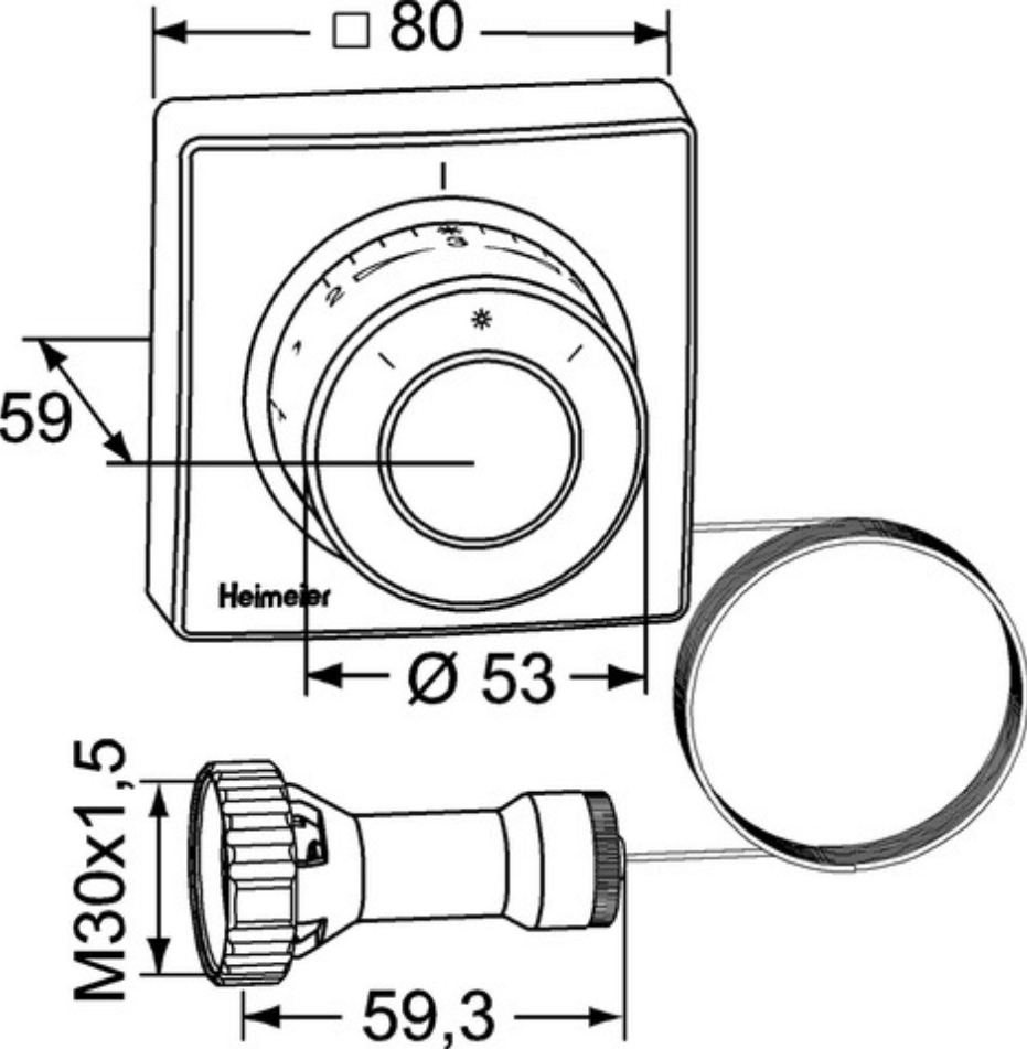 Heimeier Ferneinstellelement F weiss 2 Meter Kapillarrohr | 2802-00.500 