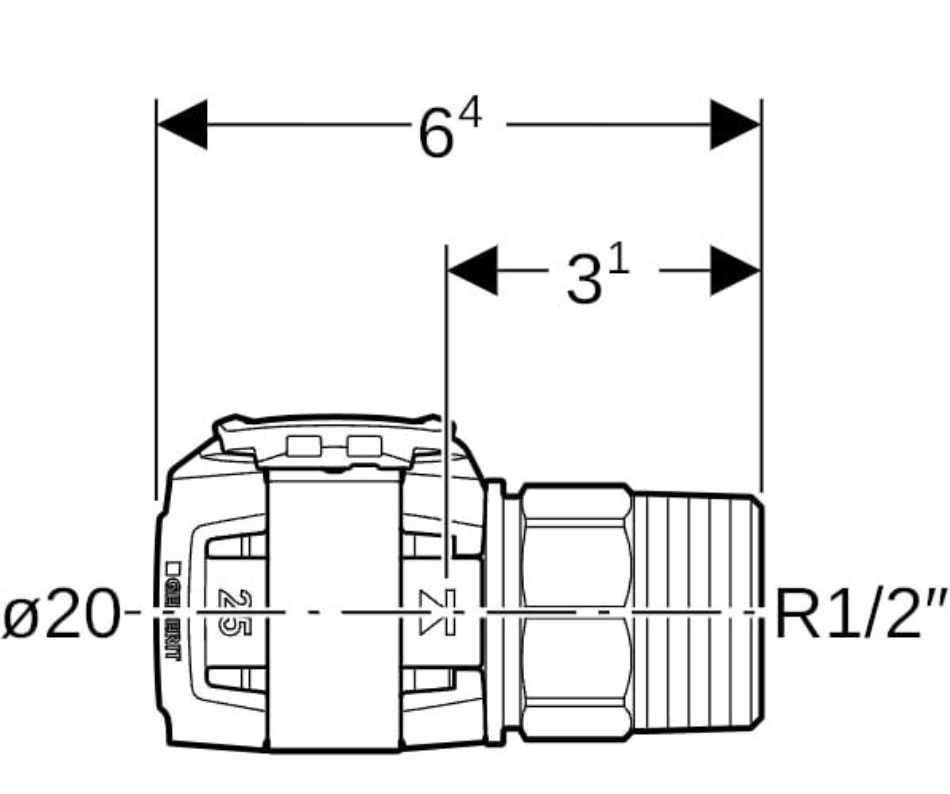 GEBERIT FlowFit Übergang mit Aussengewinde Edelstahl d20-R1/2 | 619.700.00.1