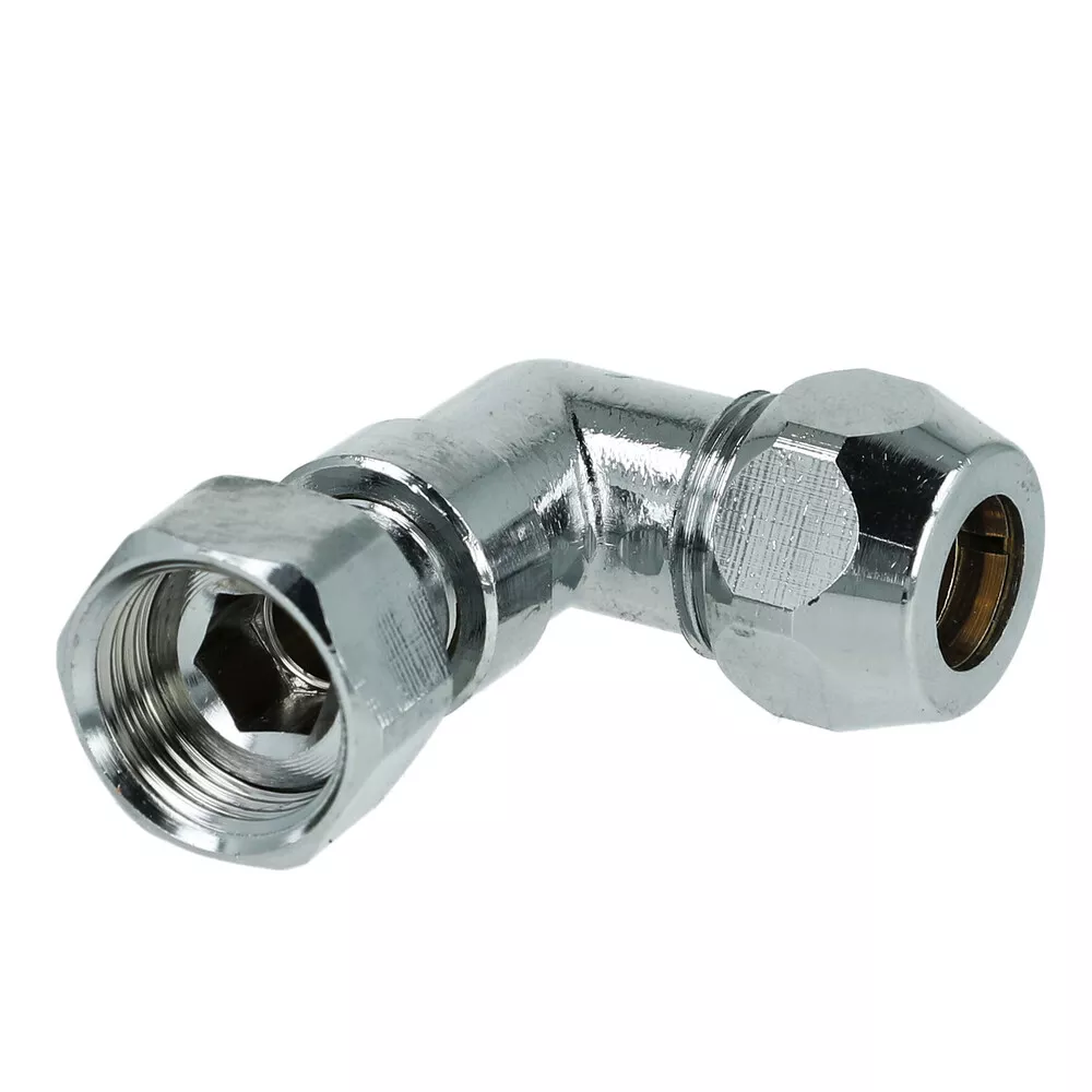 Winkel-Quetschverschraubung mit Überwurfmutter 3/8" x 10 mm verchromt