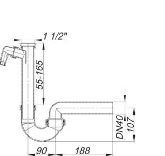 Dallmer Siphon 100/1 f.Spüle  1 1/2"x DN 40 mit Waschgeräteanschluss | 020215
