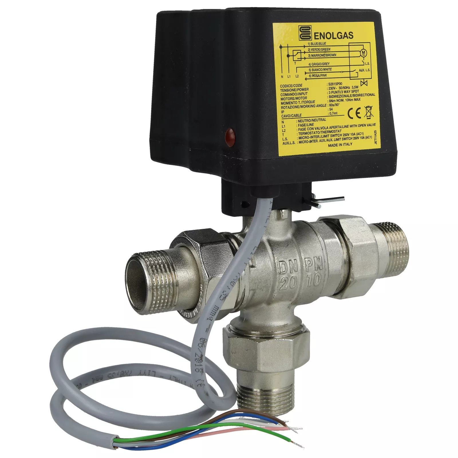 Motor-Kugelhahn, DN 20-3/4", 230 V 3,5VA 10 Nm, 90°/60 sec, AGxAGxAG, L-Bohrung