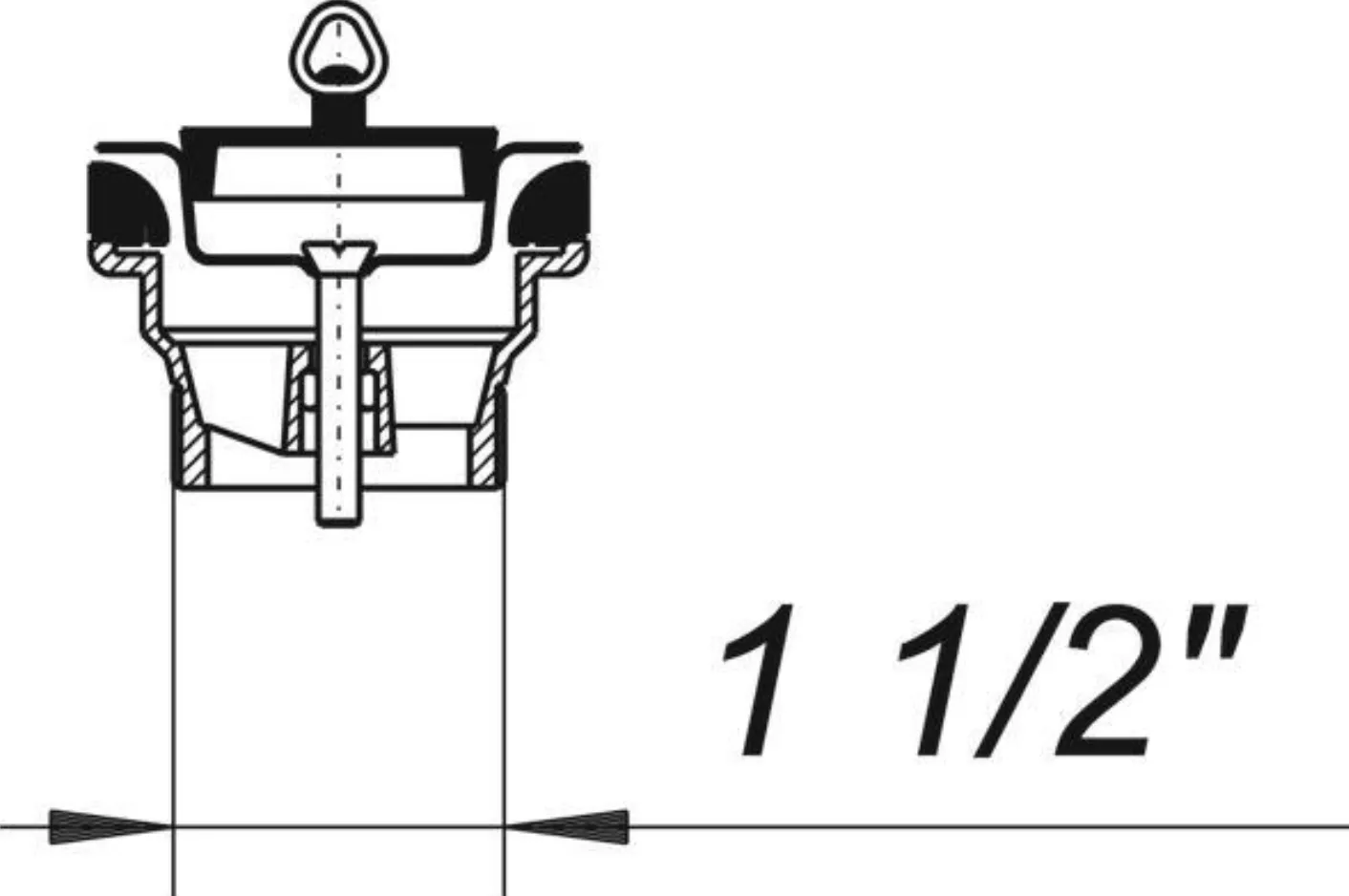 Dallmer Stopfenventil 1 1/2" m.Bügel m. Plattendurchm.70mm | 100207