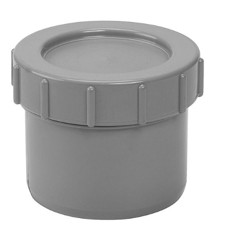 AIRFIT PP Endstopfen mit Schraubverschlusskappe grau DN 50 | 51050ES