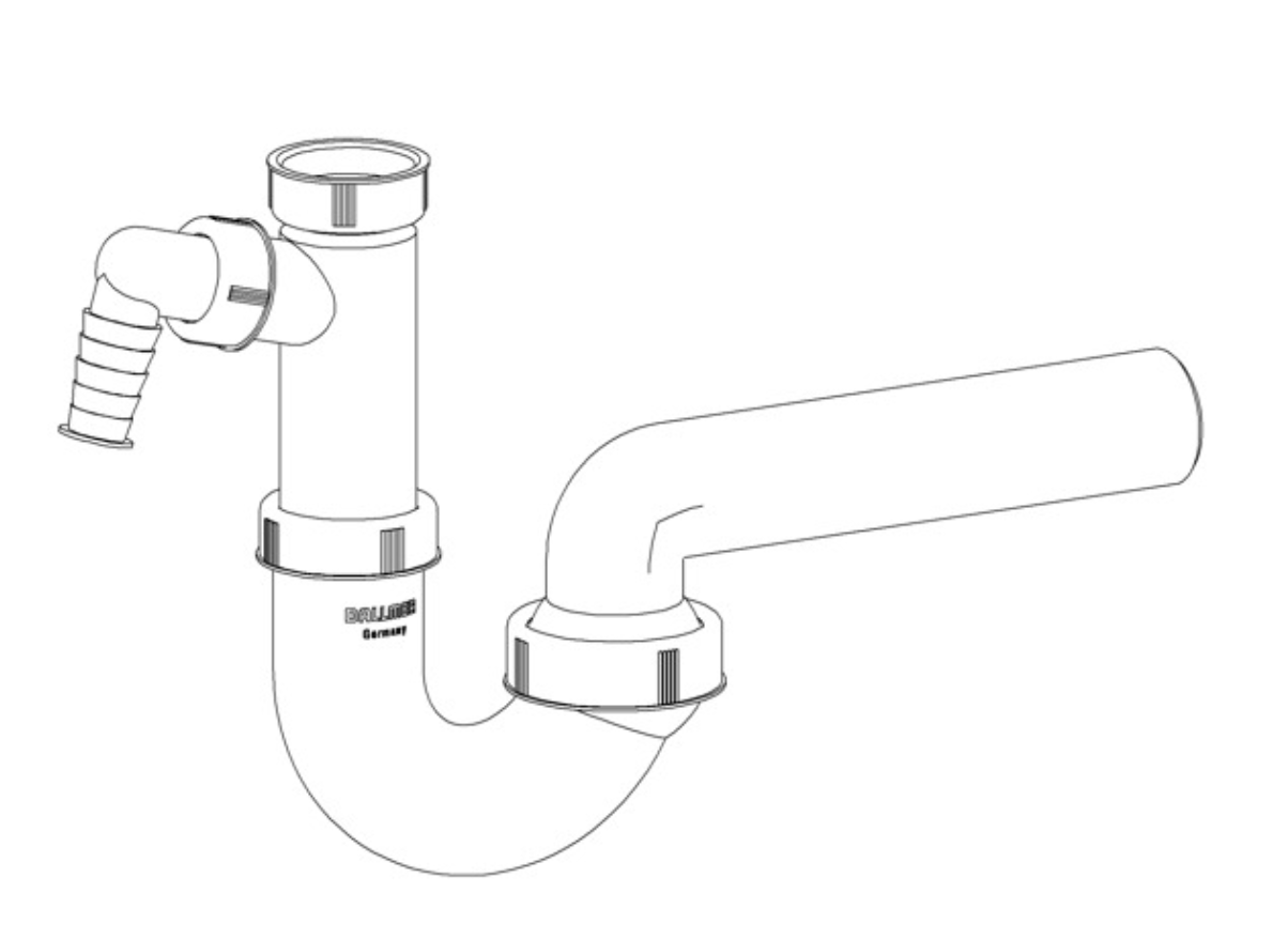 Dallmer Siphon f.Spüle 1 1/4"xDN 40 mit Waschgeräteanschluss | 020116
