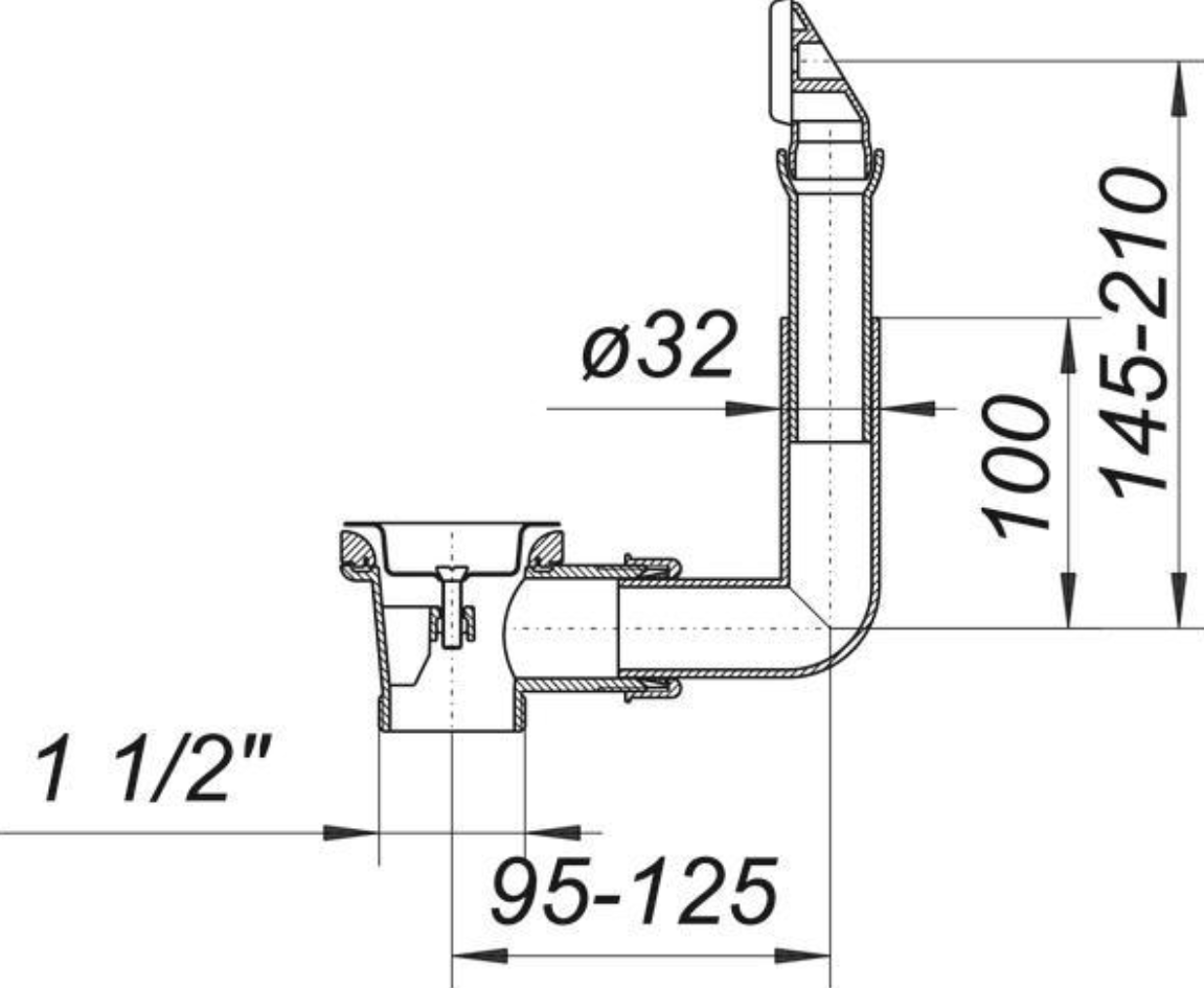 Dallmer Ab-u.überlaufgarnitur f.Spüle 1 1/2" mit Kette und Stopfen | 110206