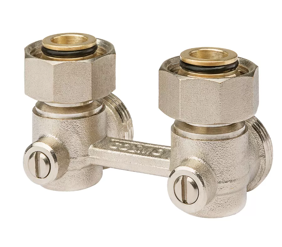 COSMO Zweirohr-Hahnblock 3/4" AG Konus lose DN 20 Eckform 10 bar 50mm | ZHEM