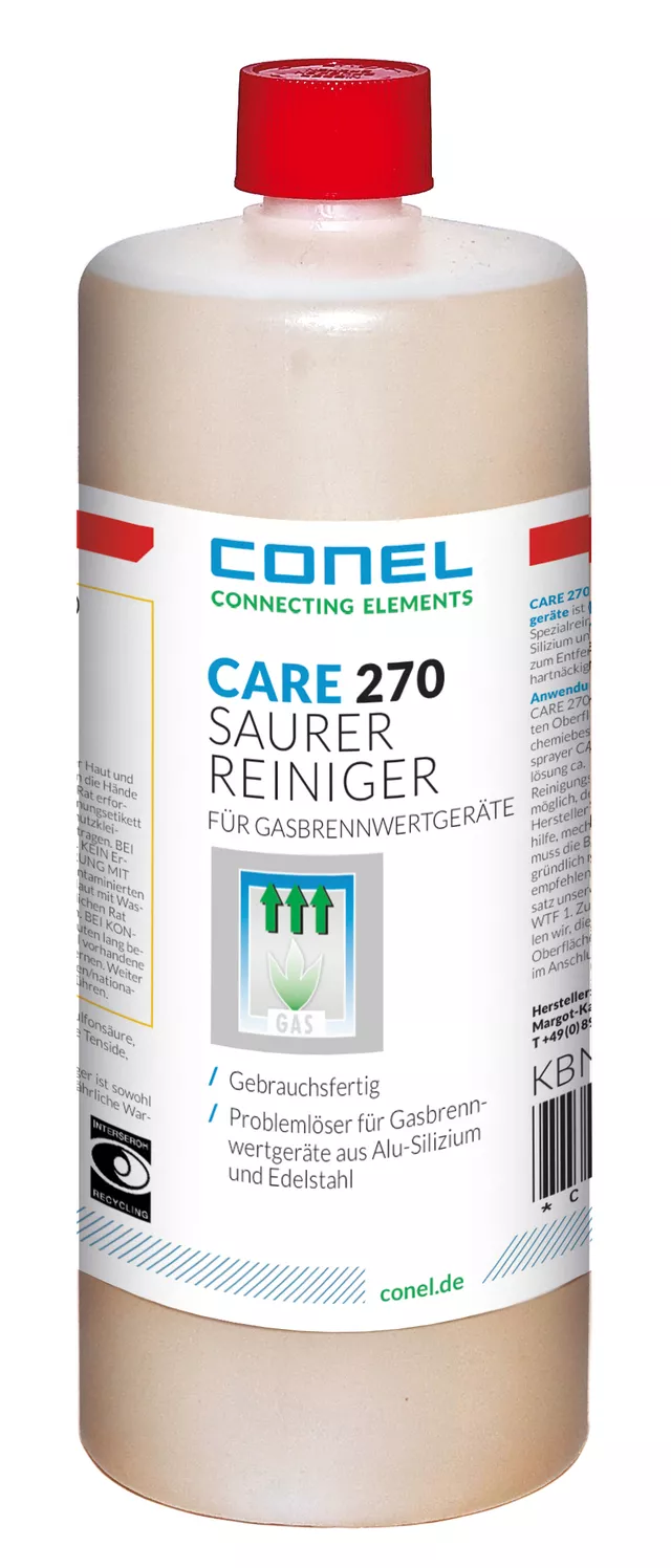 CONEL CARE 270 Saurer Reiniger f.Gasbrennwert- geräte 1L Fl.gebrauchsfertig salzsäuref. | CARESR