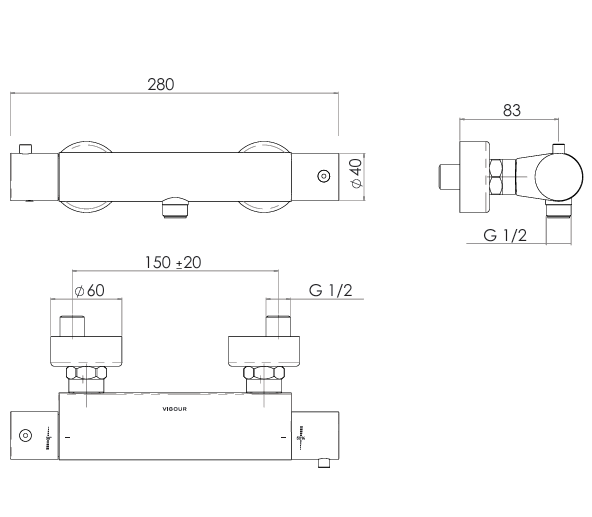 VIGOUR AP-Brause-Thermostat one verchromt | ONTB
