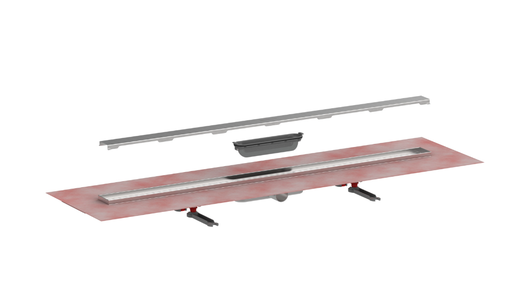 VIGOUR V3 Designrinne 80 cm superflach, Abdeckg. Edelstahl gebürstet | V3GKSF80