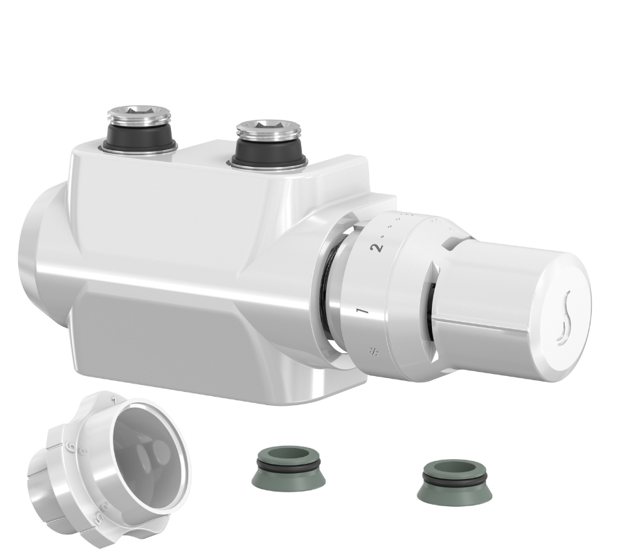 COSMO Universal-Mittenanschlussarmatur Durchg/Eck weiss 1/2"IG u. 3/4"AG | CUMAW
