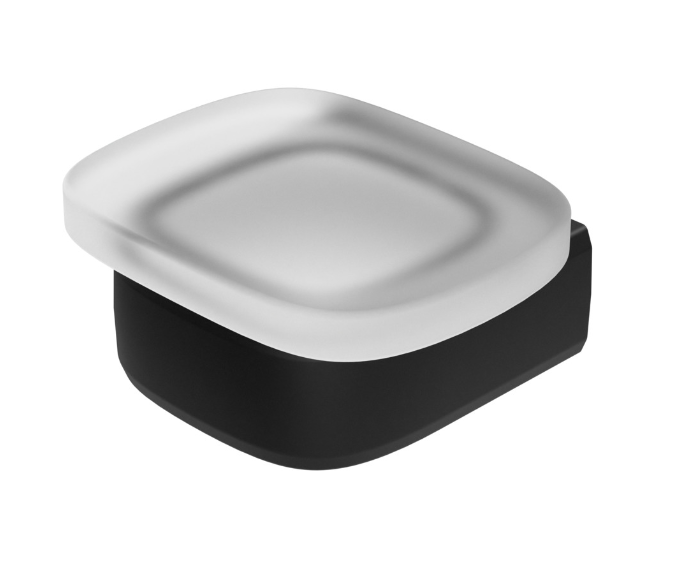 VIGOUR Seifenhalter derby style mit Glas schwarz matt | DESSHSM