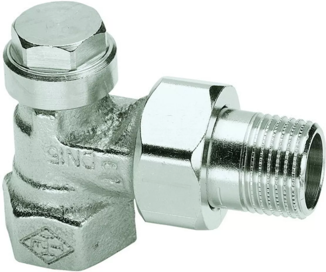 Heimeier Radiator-Verschraubung Regulux 1/2" Eck vernickelt m.Entleerung | RVE15VH