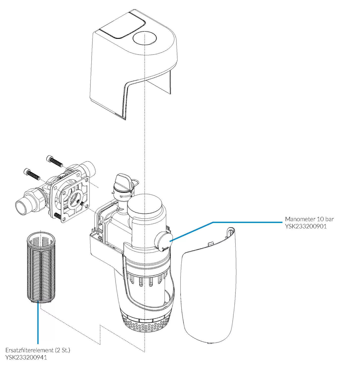 CONEL CLEARPRO KD Feinfilter mit Manometer und Einbauflansch | CLEARKD 20 / 25 / 32