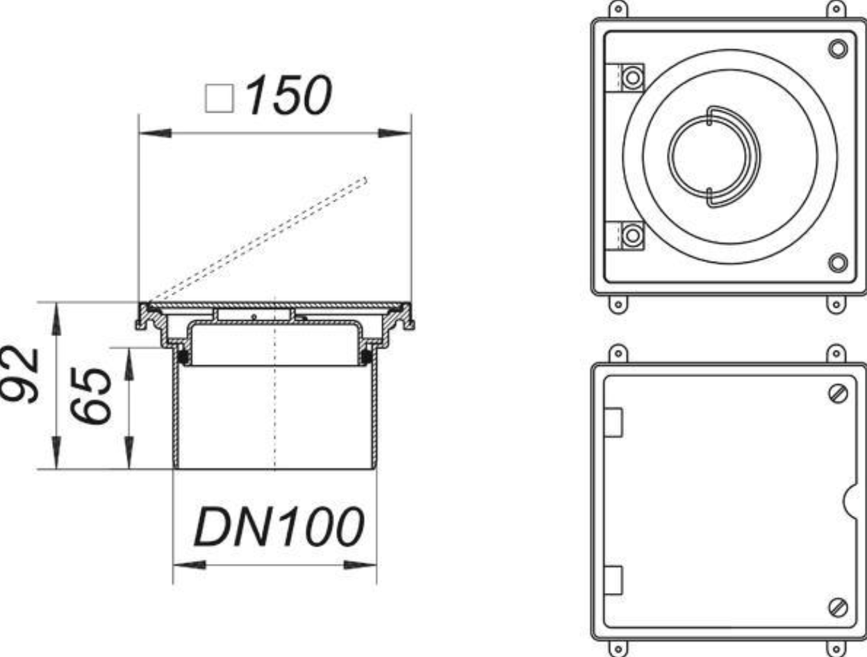 Dallmer Reinigungsverschluss DN 100 150x150 f.Anschluss an Kunststoff-Rohre | 510501