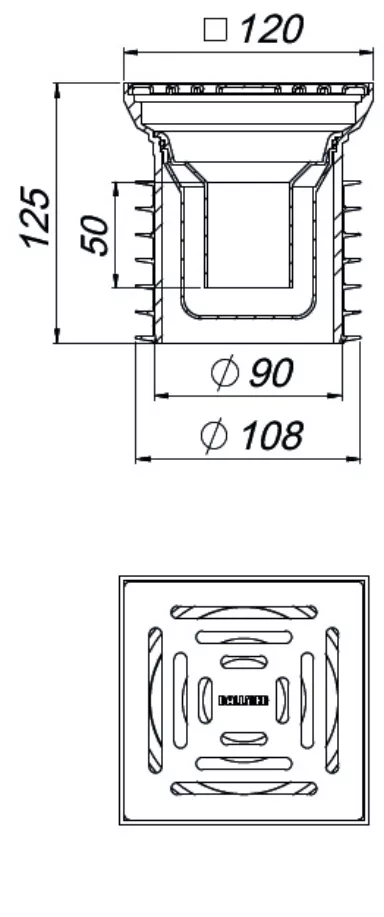 Dallmer Bodenablauf Pronto K DN 100 m. GV Rahmen KST 120x120mm, Rost ES Klasse K 3 | DALLPRONTOK100