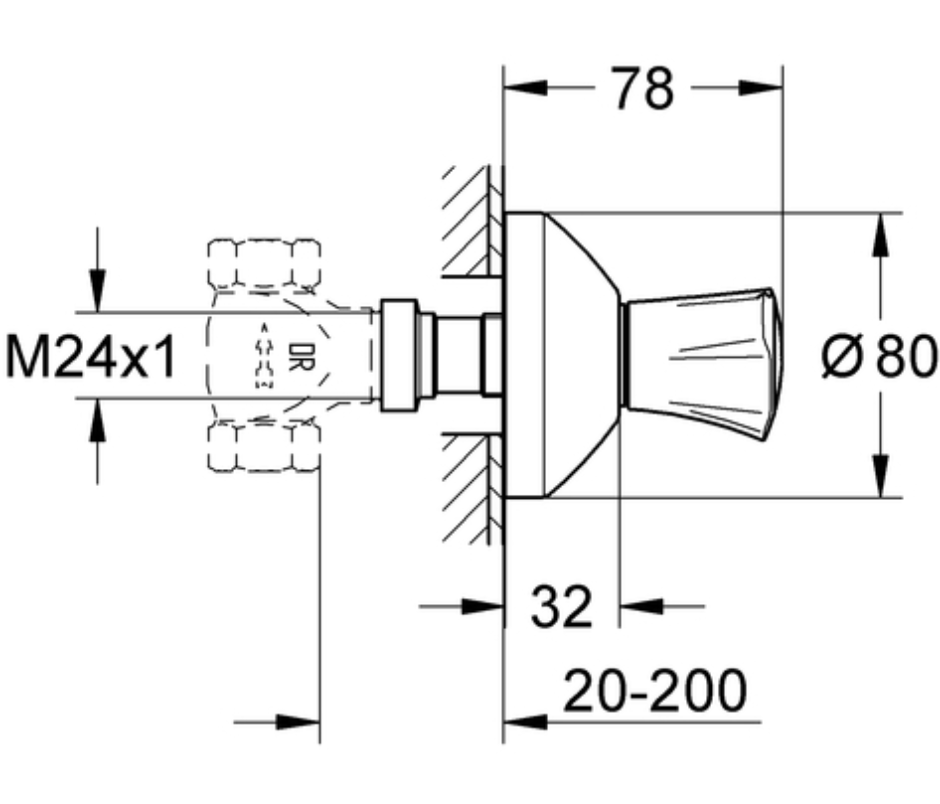 GROHE Farbset Costa f.UP-Ventil 20-200mm  Metall kalt verchr | 19806001