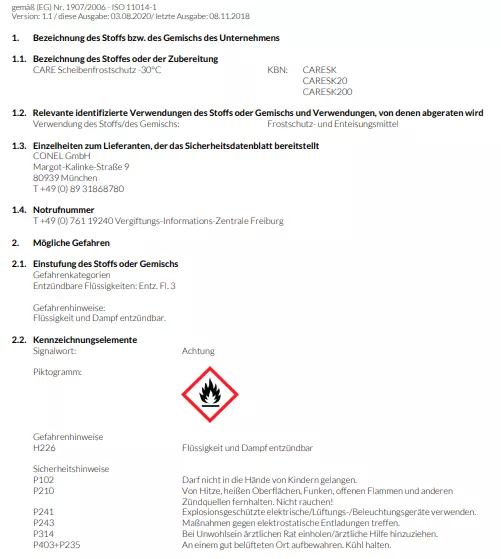 CONEL CARE Auto-Scheibenklar 5 Liter Kanister Konzentrat mit Frostschutz -30C | CARESK