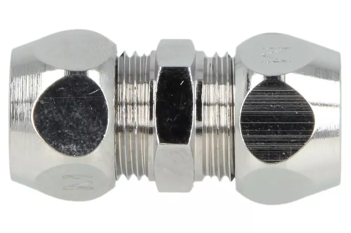 Gerade-Doppel-Quetschverschraubung 8 x 8 mm, verchromt