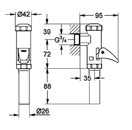 Grohe Hebel komplett f.Druckspüler | 43056000