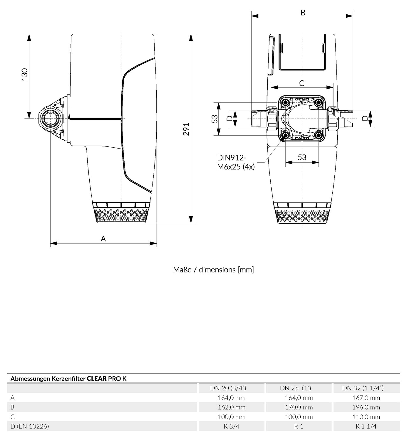 CONEL CLEARPRO KD Feinfilter mit Manometer und Einbauflansch | CLEARKD 20 / 25 / 32