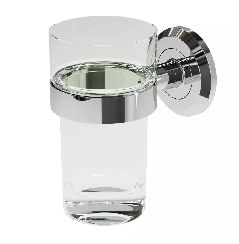 VIGOUR Glashalter one verchromt mit Becher Kunststoff klar | ONGHK