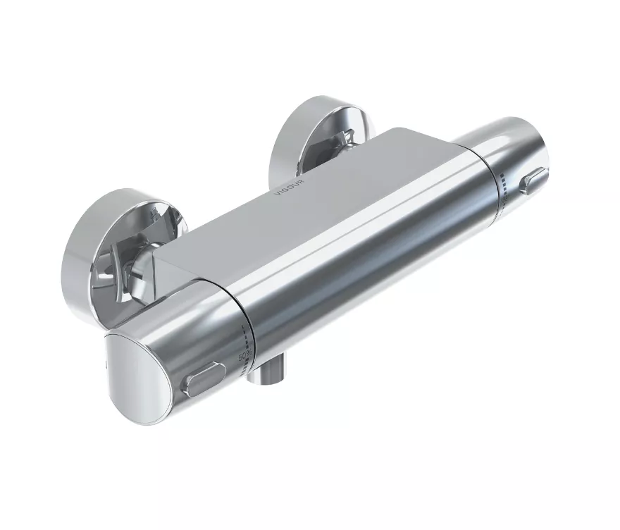 VIGOUR Aufputz-Brause-Thermostat derby Safe-Tec ohne Brausegarnitur verchromt | DETB