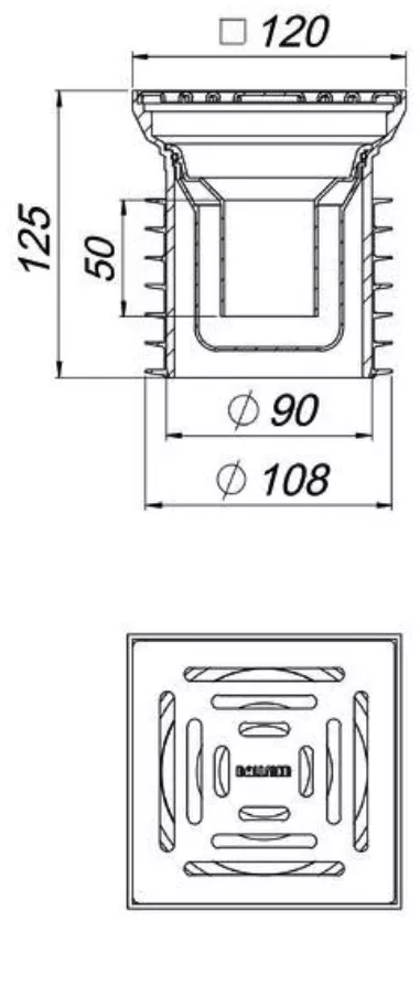 Dallmer Bodenablauf Pronto K DN 100 m. GV Rahmen KST 120x120mm, Rost ES Klasse K 3 | DALLPRONTOK100