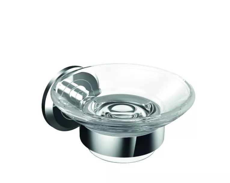 VIGOUR Seifenhalter one verchromt mit Kristallglasschale klar | ONSH