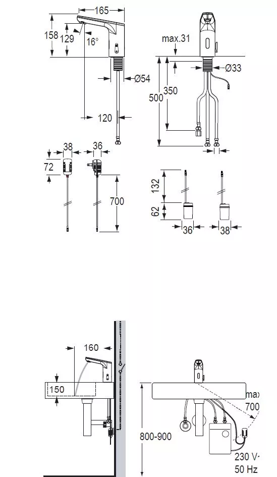 VIGOUR WT-ND-Armat IR-Elektr. DS 30,derby plus, 230V Netz,mit Mischung, verchr  |  DEPEMND230VN