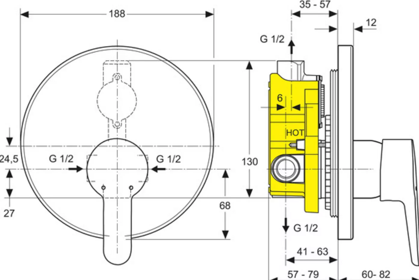 Ideal Standard Brausebatterie Farbset UP Connect Blue Bausatz 2 chrom | A5836AA