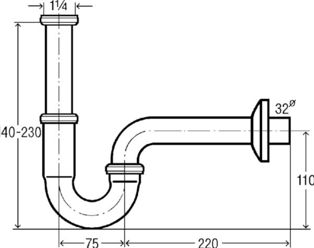 Viega Waschtisch-Röhrensiphon 1 1/4"G mit Verstellrohr 120mm verchromt | 101572