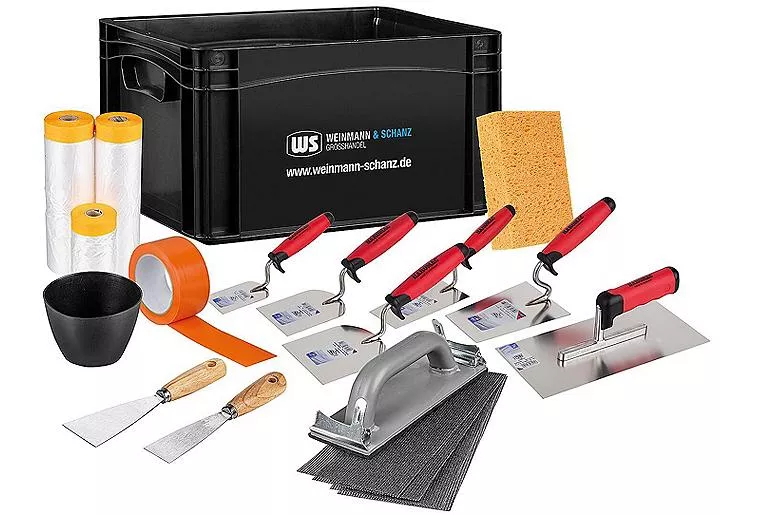 Haromac Kellen- und Spachtel-Set19-teilig mit Goldband mit Abdeckfolie in WS Transportbox