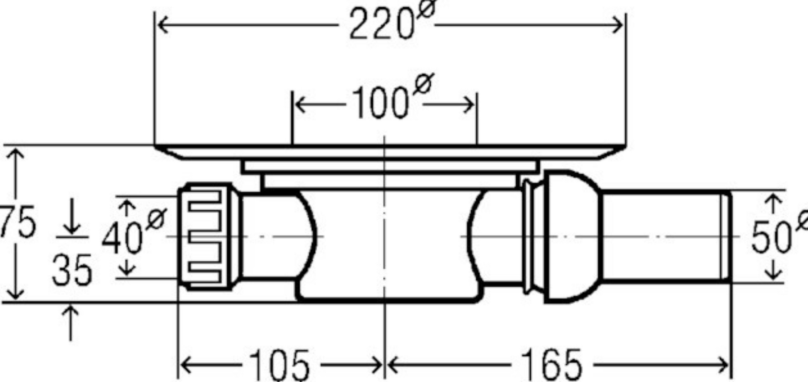 Viega Badablauf Advantix DN 50 4935.2 Ablauf waagerecht | 557140