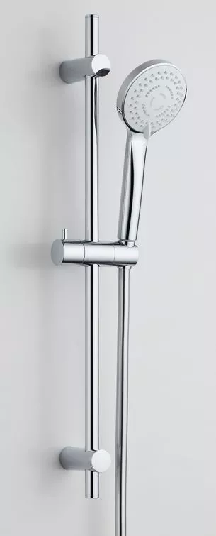 VIGOUR Brausegarnitur indiv.1.0 m. Stange 60 cm kürzbar Schlauch u.Handbrause 3-fach strahl, verchr.