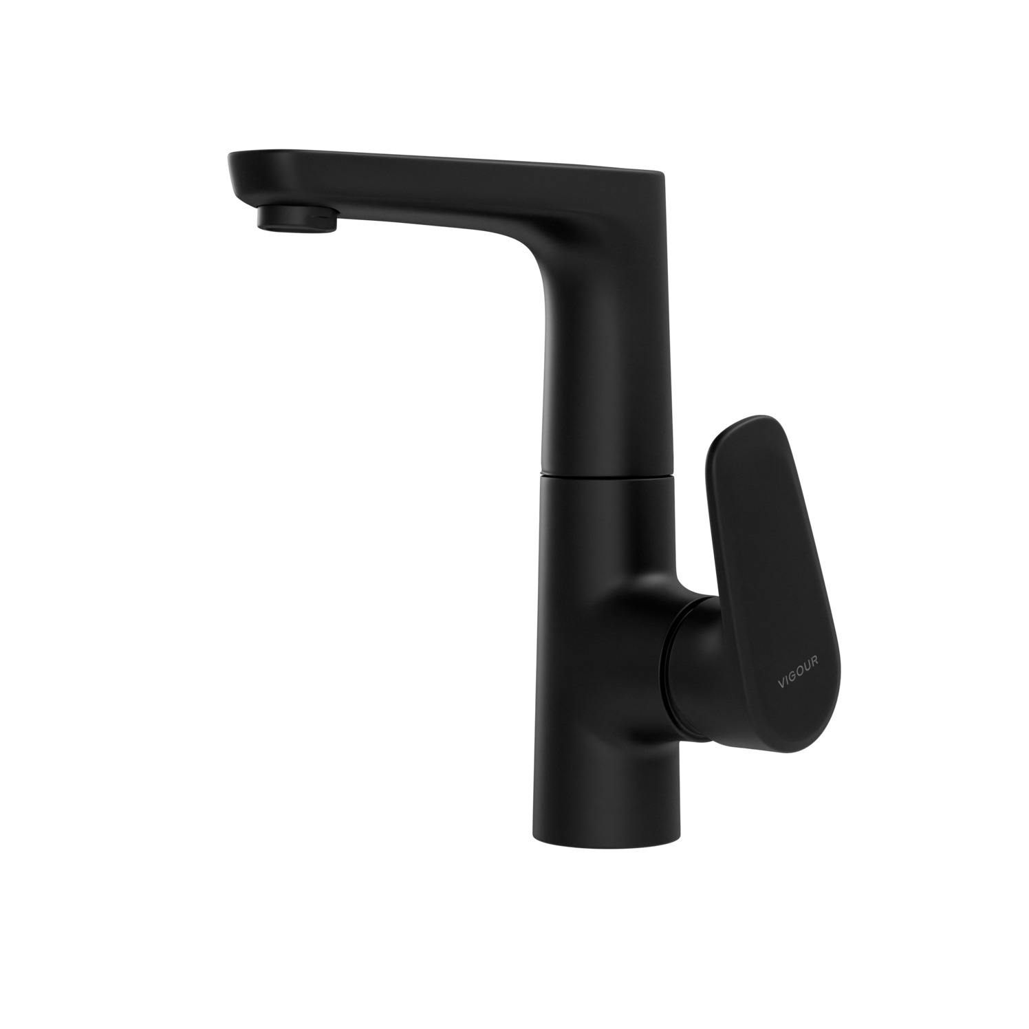 VIGOUR Einhand-Waschtischbatterie derby style L-Ausl. Schw. m. Abl.schwarz matt | DESLSM