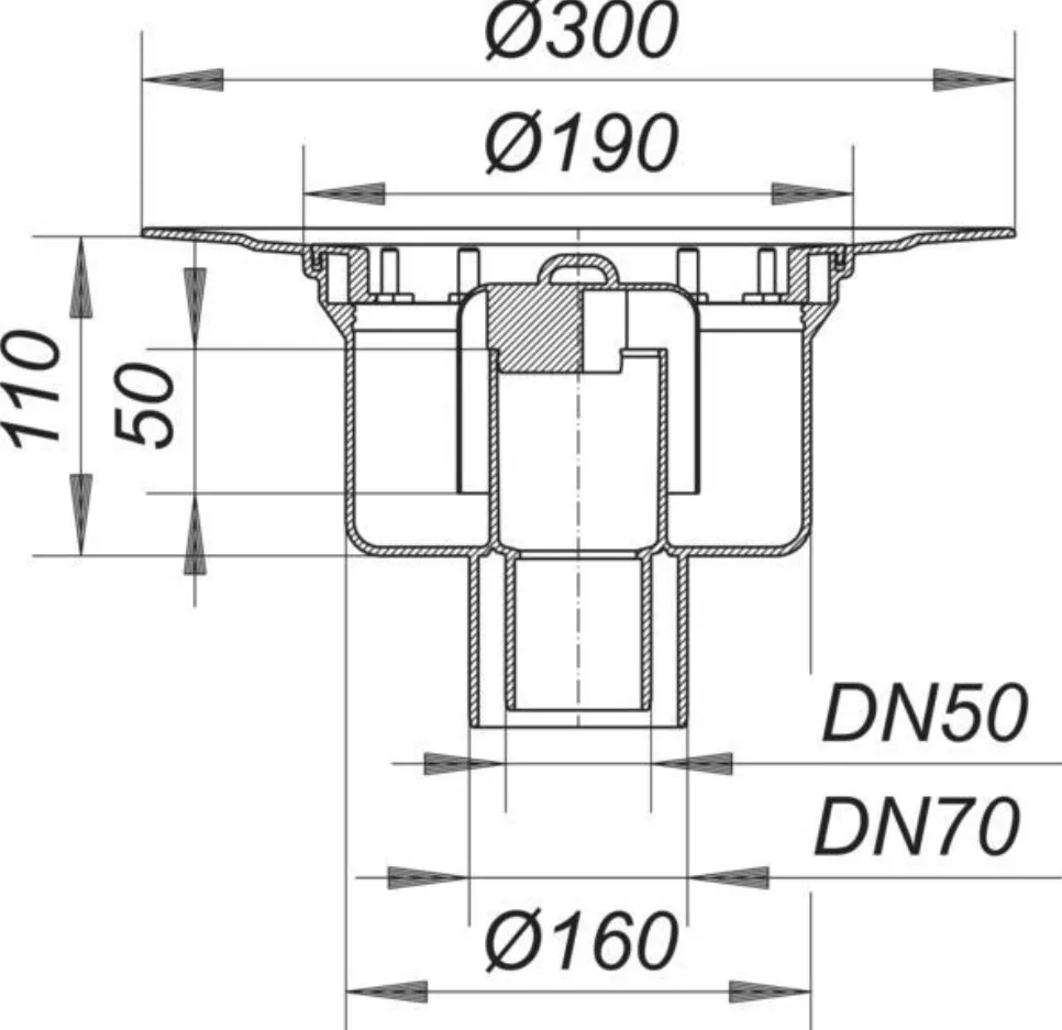 Dallmer Ablaufgehaeuse 61 HT Nennweite DN 50/70 Ablauf senkrecht | 611055