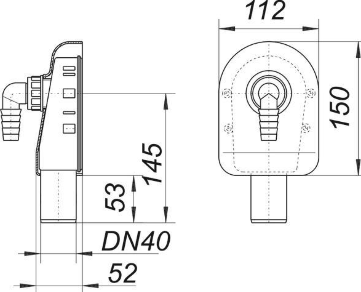 Dallmer Siphon f.Waschgeräte  410 DN 40 Tülle Dallmer HL410 | 130105