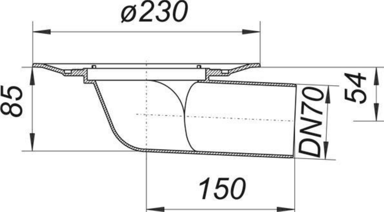 Dallmer Balkonablaufgehaeuse 83 DN 70 m. Flansch Ablaufstutzen 3 Grad | 830043