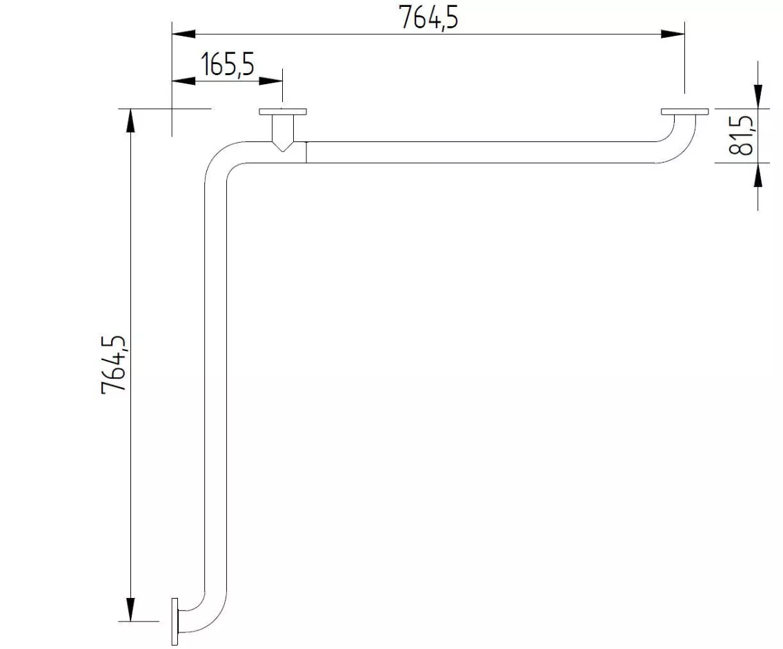 VIGOUR Duschhandlauf clivia plus 764x764mm Edelstahl glatt poliert | CLPESDHL