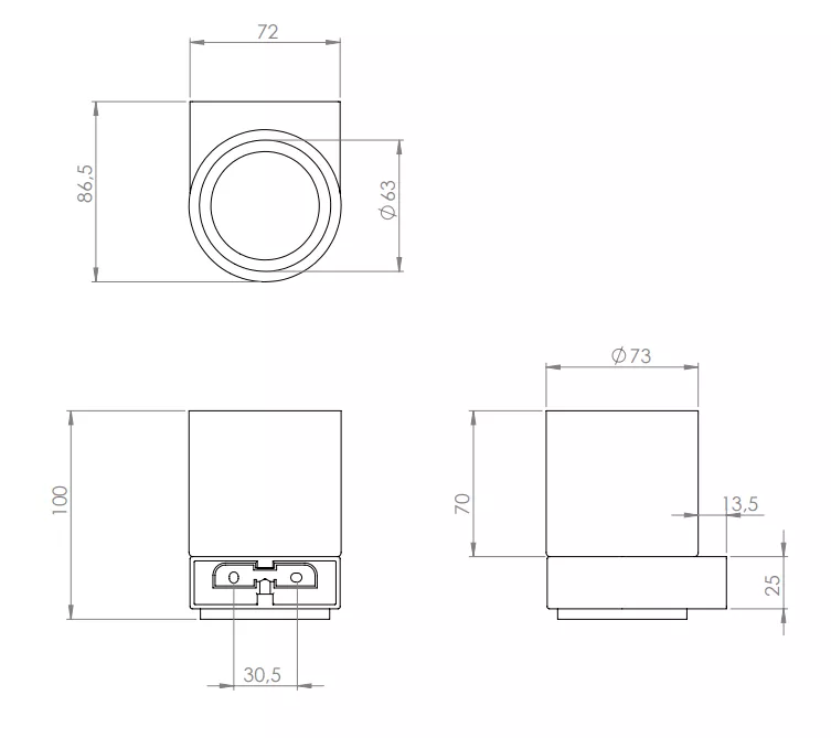 VIGOUR Glashalter derby V3 mit Glas verchromt | V3DEGH