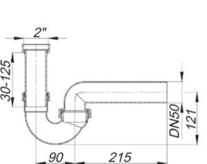Dallmer Siphon f.Spüle  2"xDN 50 ohne Waschgeräteanschluss | 010421