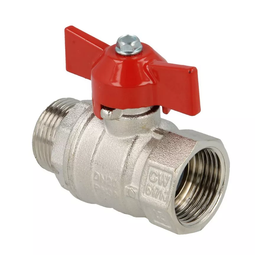 Messing Kugelhahn 3/8" IG/AG mit Flügelgriff rot