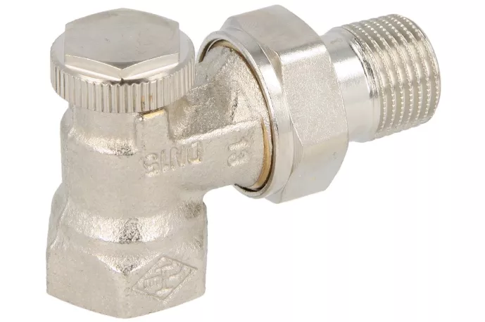 Heimeier Rücklaufverschraubung Regutec 1/2" Eck Rotguss vernickelt