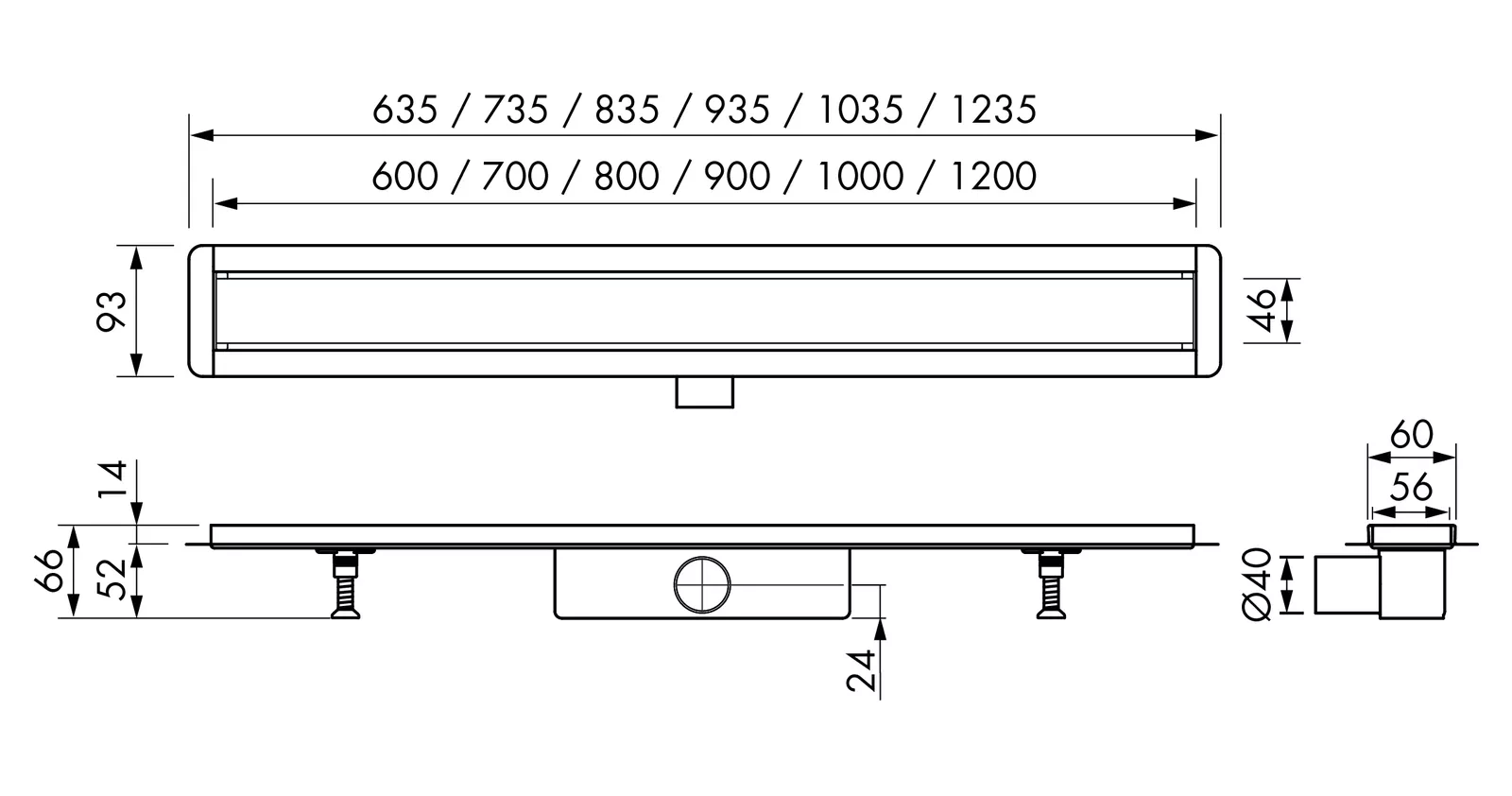 VIGOUR V3 Designrinne 90 cm superflach, Abdeckg. Edelstahl gebürstet | V3GKSF90