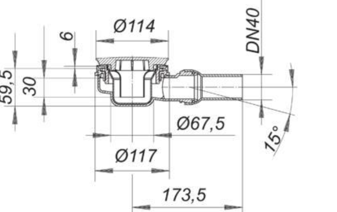 DALLMER Duschwannenablauf ORIO 60 mm, Haube Edelstahl, DN 40 | 160294