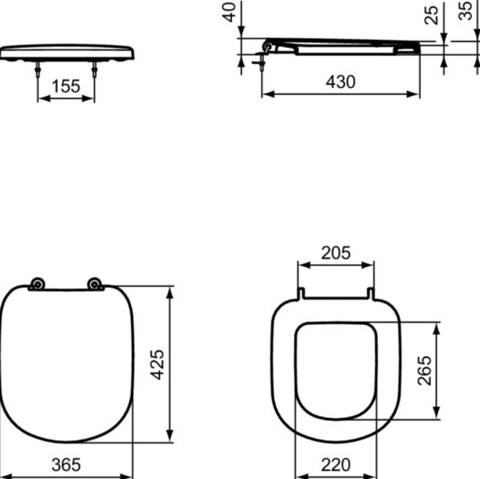 Ideal Standard WC-Sitz Eurovit-Plus eckig m.Deckel weiß Scharniere Edelstahl | T679201